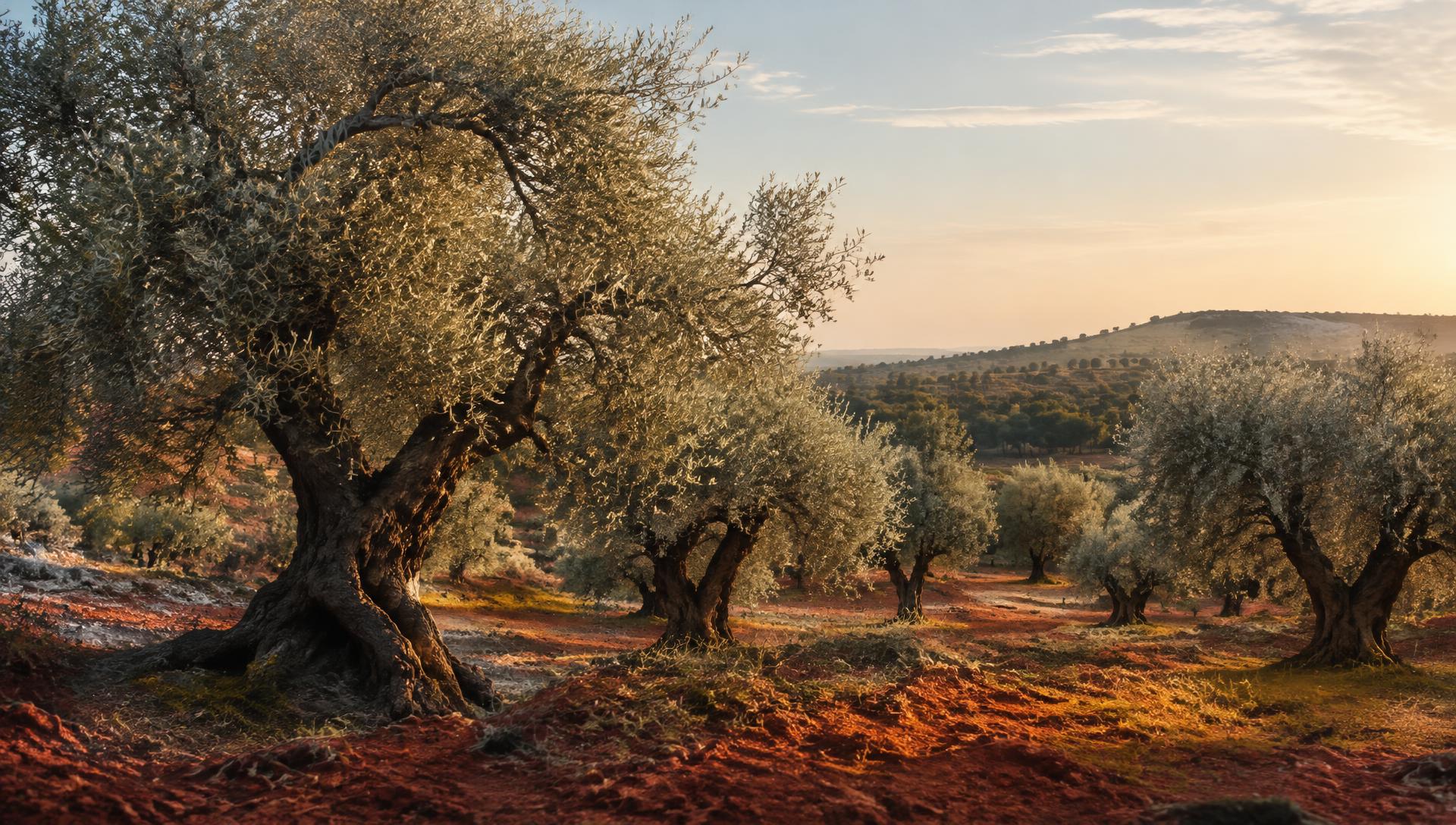 Shade beneath old olive trees